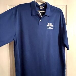 NEW Nike Bud Light Promo Blue Polo Shirt Classic Design. Sz X Large.